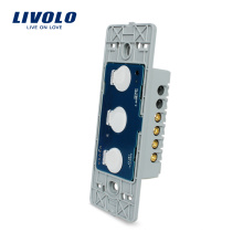 Free Shipping Livolo US Power Wall Touch Light Switch Electrical Without Glass Panel 3 gang 1 way with LED indicator VL-C503